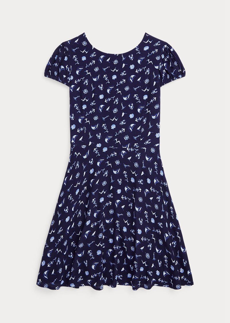 Vestidos Polo Ralph Lauren Niña 7-14 Años Nautical-Print Crepe Chile Azules HGOSA-7294